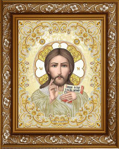 Рисунок на ткани для вышивки бисером ЖС-3005 Господь Вседержитель в жемчуге 28х38см